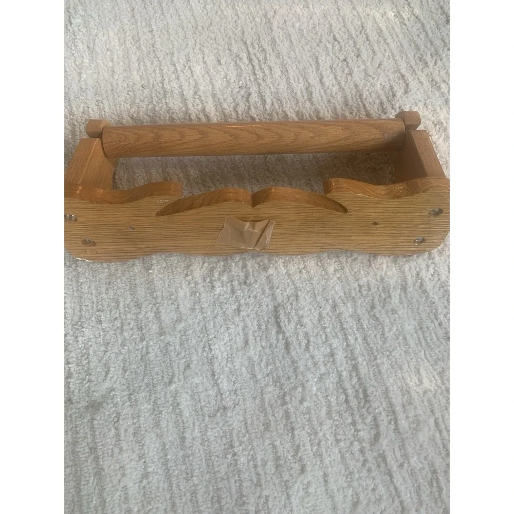 Vintage Wooden Oak Farmhouse Paper Towel Holder Wall Mount Rustic